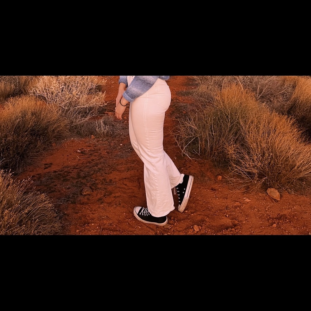 white boot cut pants